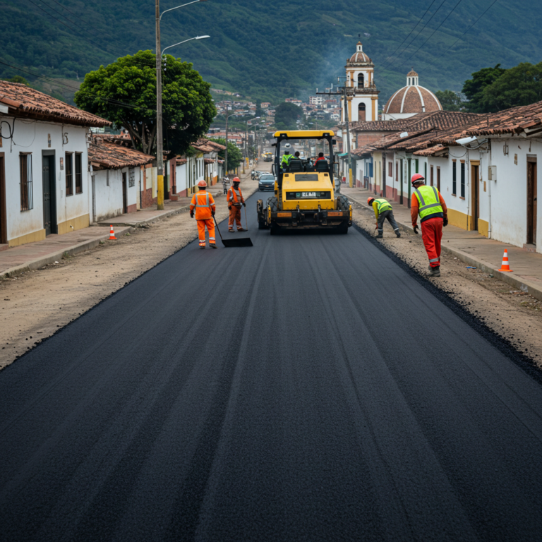 Pavimentación de una vía urbana